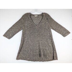 Eileen Fisher Womens XS Brown V-Neck Sweater 100% Linen Knit Long Sleeve